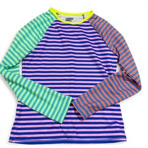 Lands' End Multicoloured striped long sleeve rash guard size 10 kids - Like New